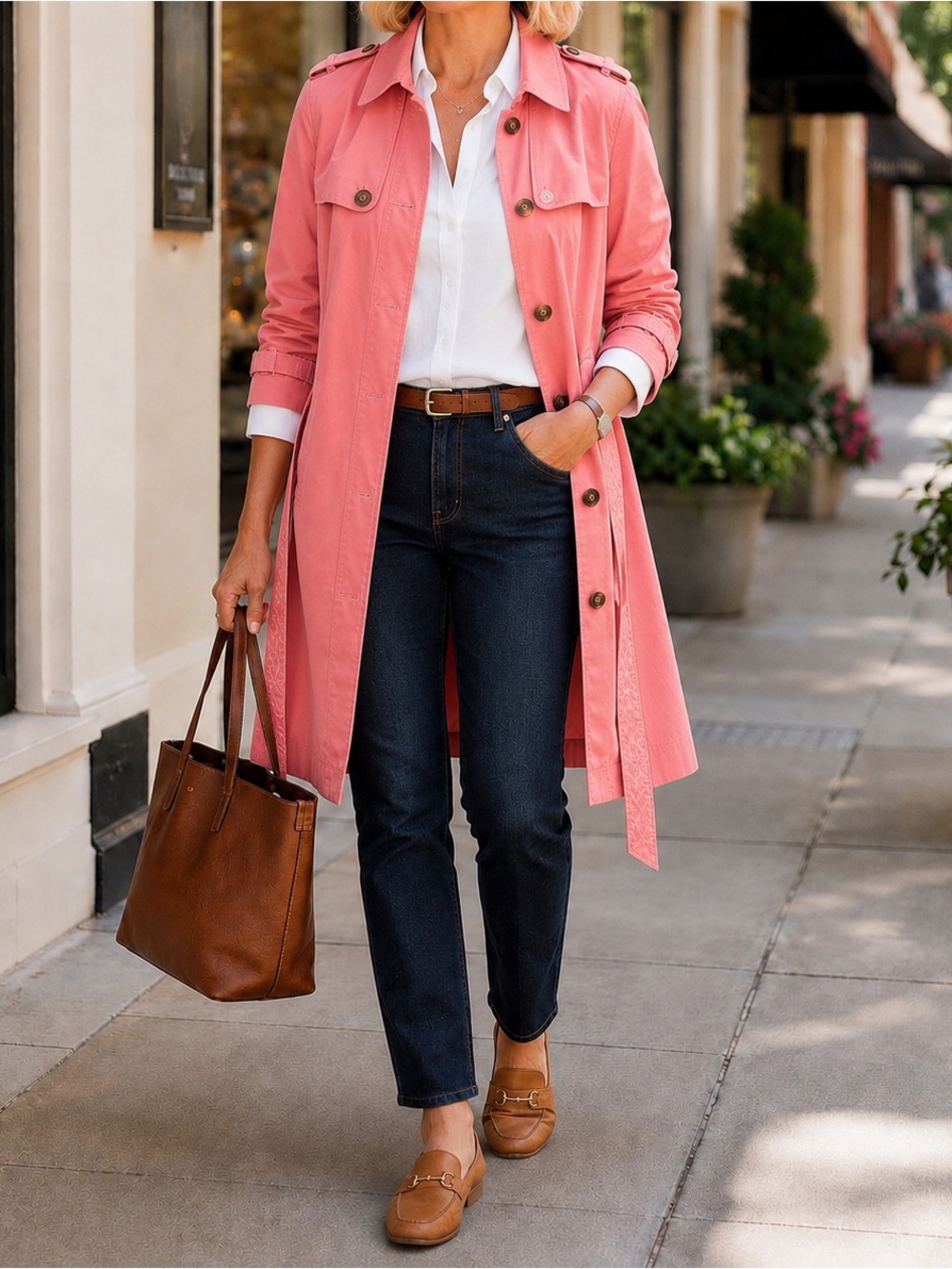 NWOT Talbots Belted Soft Pink Coral Trench Coat XL Cotton Blend Fully Lined